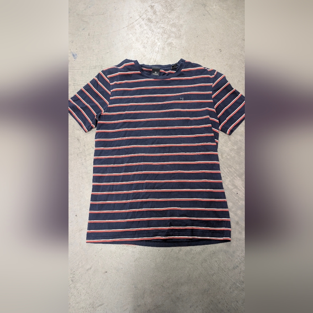Scotch And Soda Navy Striped Shirt, Medium - Picture 2 of 8